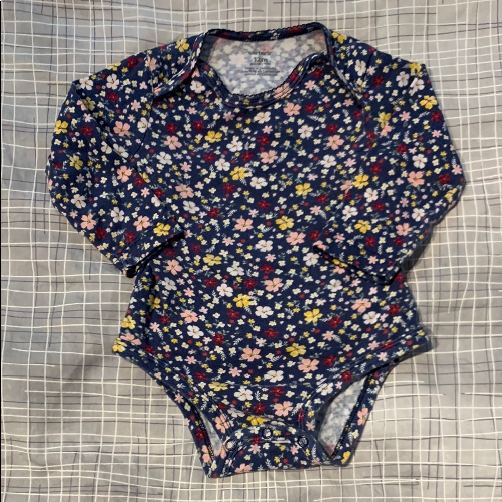 Carter's Floral Print Baby Onesie | 12 months | EUC